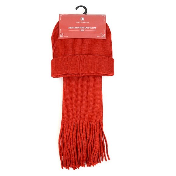 Red Matching Beanie Hat and Scarf Set OSFM - Picture 3 of 6